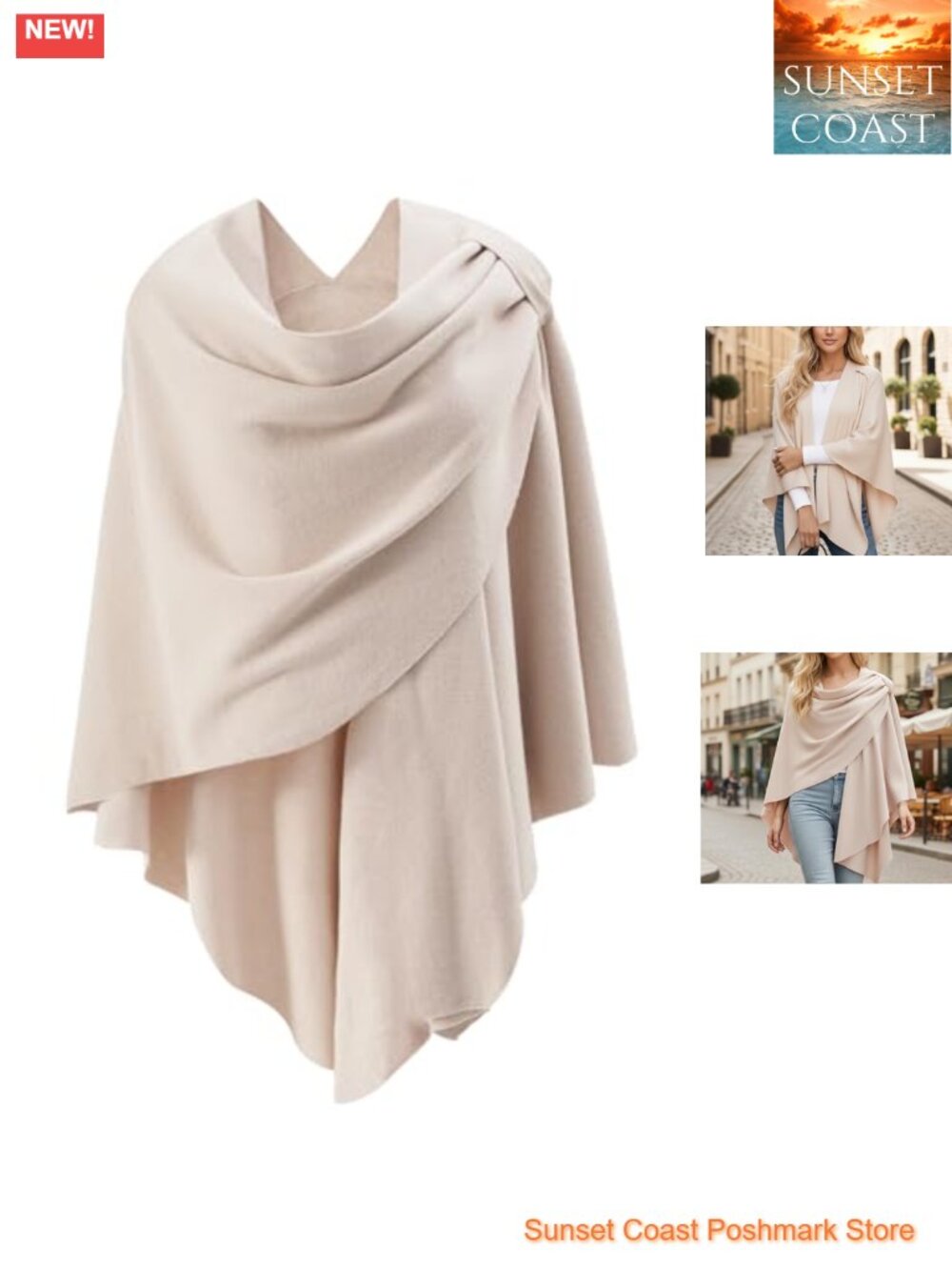 Women's Cross Front Poncho Shawl Wrap Formal Evening Cape